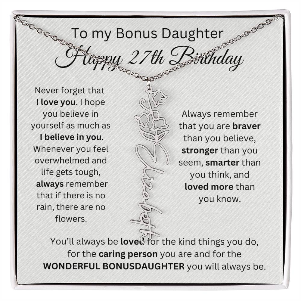 27th Birthday Gift To My Bonus Daughter | Flower Name Necklace