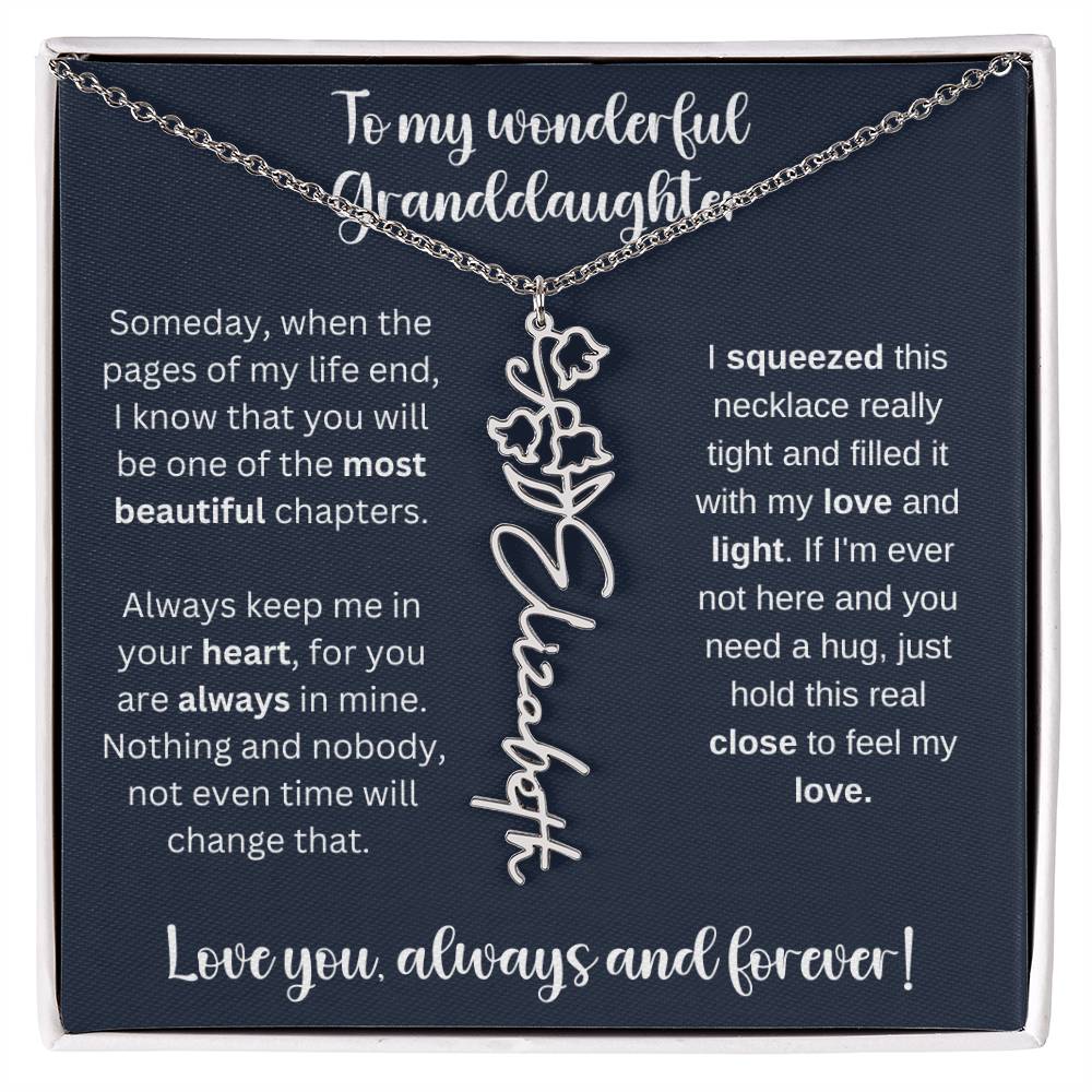 To My Wonderful Daughter Always Keep Me In Your Heart | Flower Name Necklace