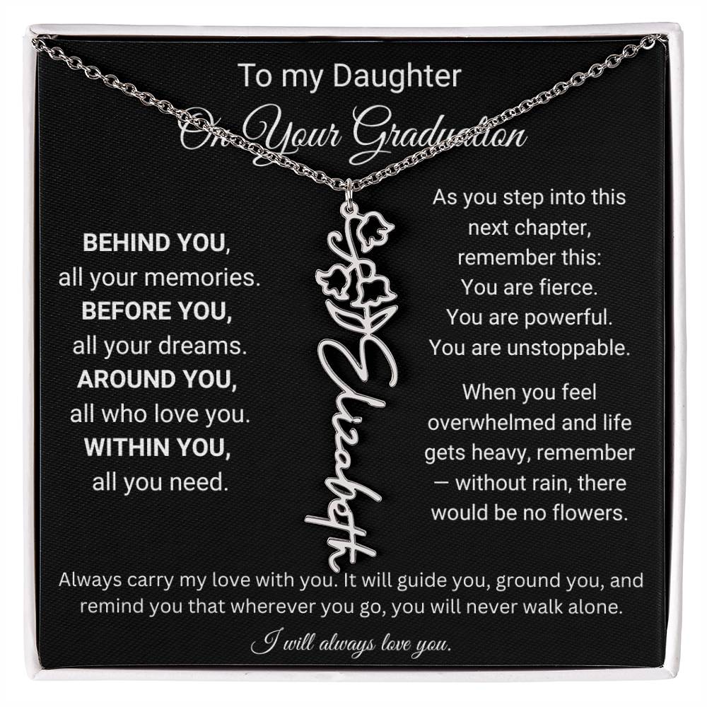 To My Daughter On Your Graduation | Carry My Love | Flower Name Necklace
