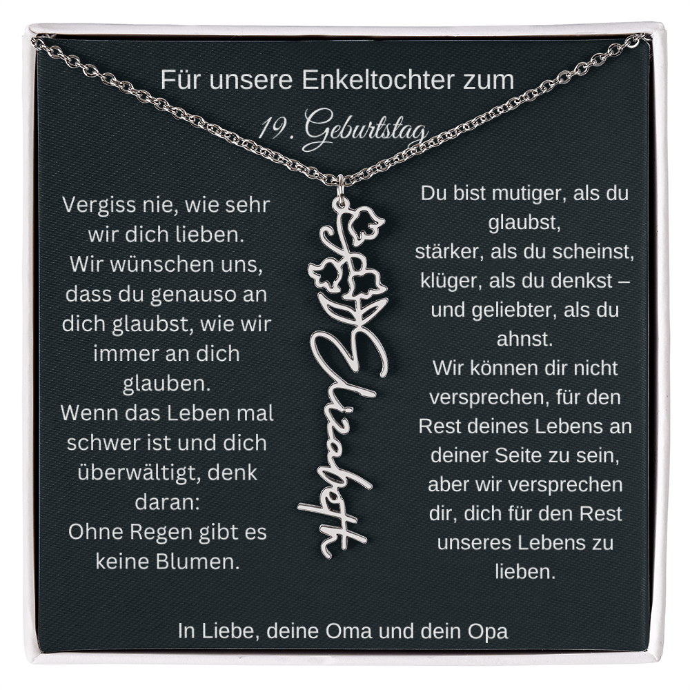 19. Geburtstag Blumen Namenskette