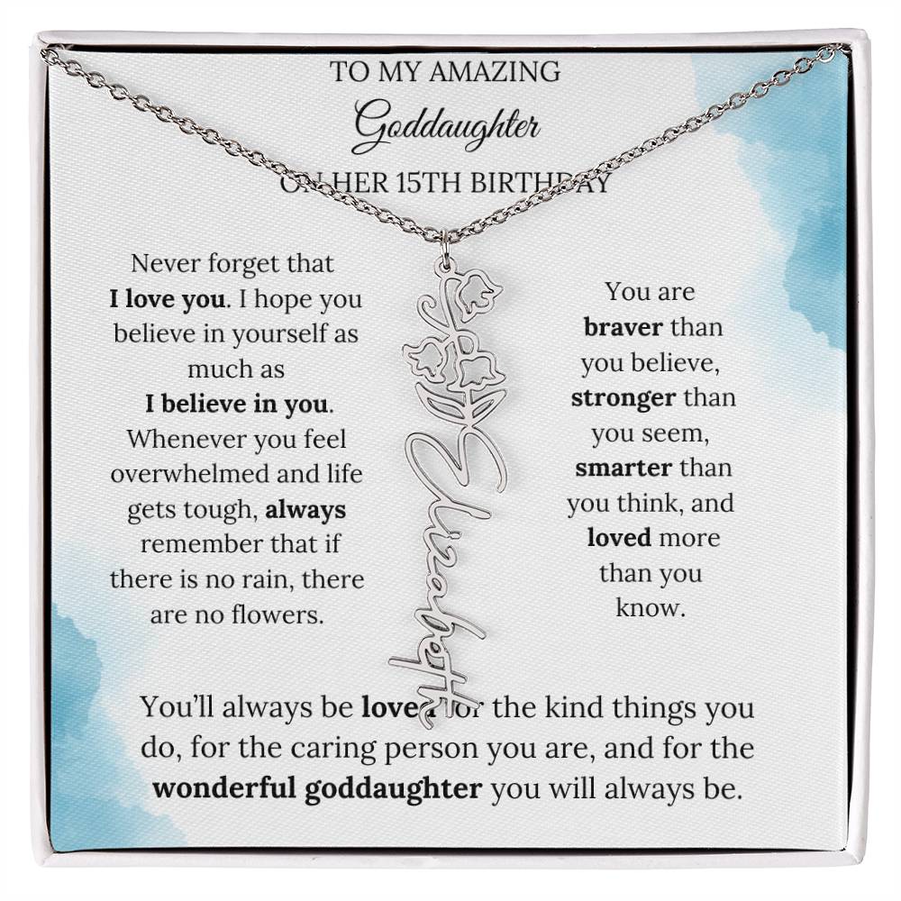 Birth Month Flower Name Necklace for My Goddaughter's 15th Birthday