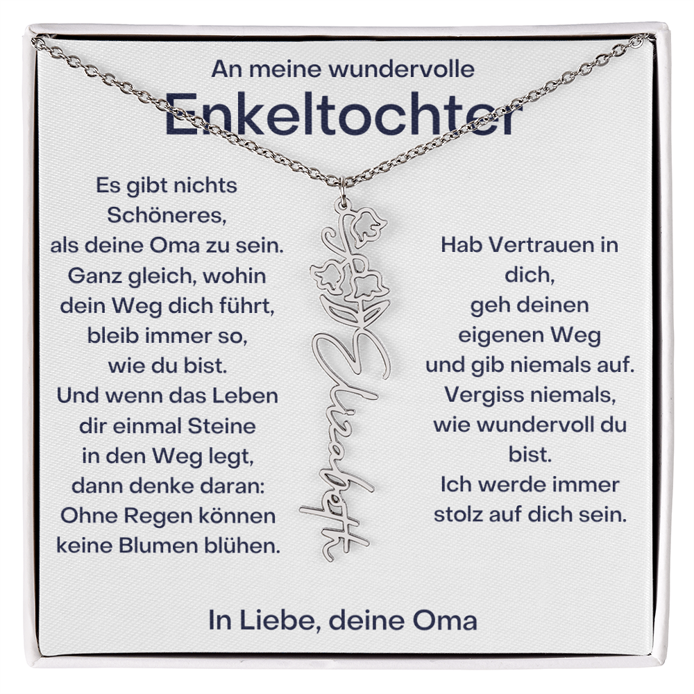 Personalisierte Geburtsblumenkette für Enkeltochter Von Oma