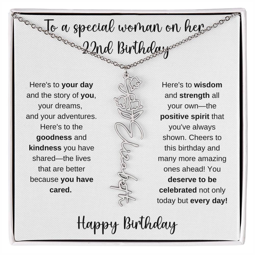22nd Birthday - Flower Name Necklace