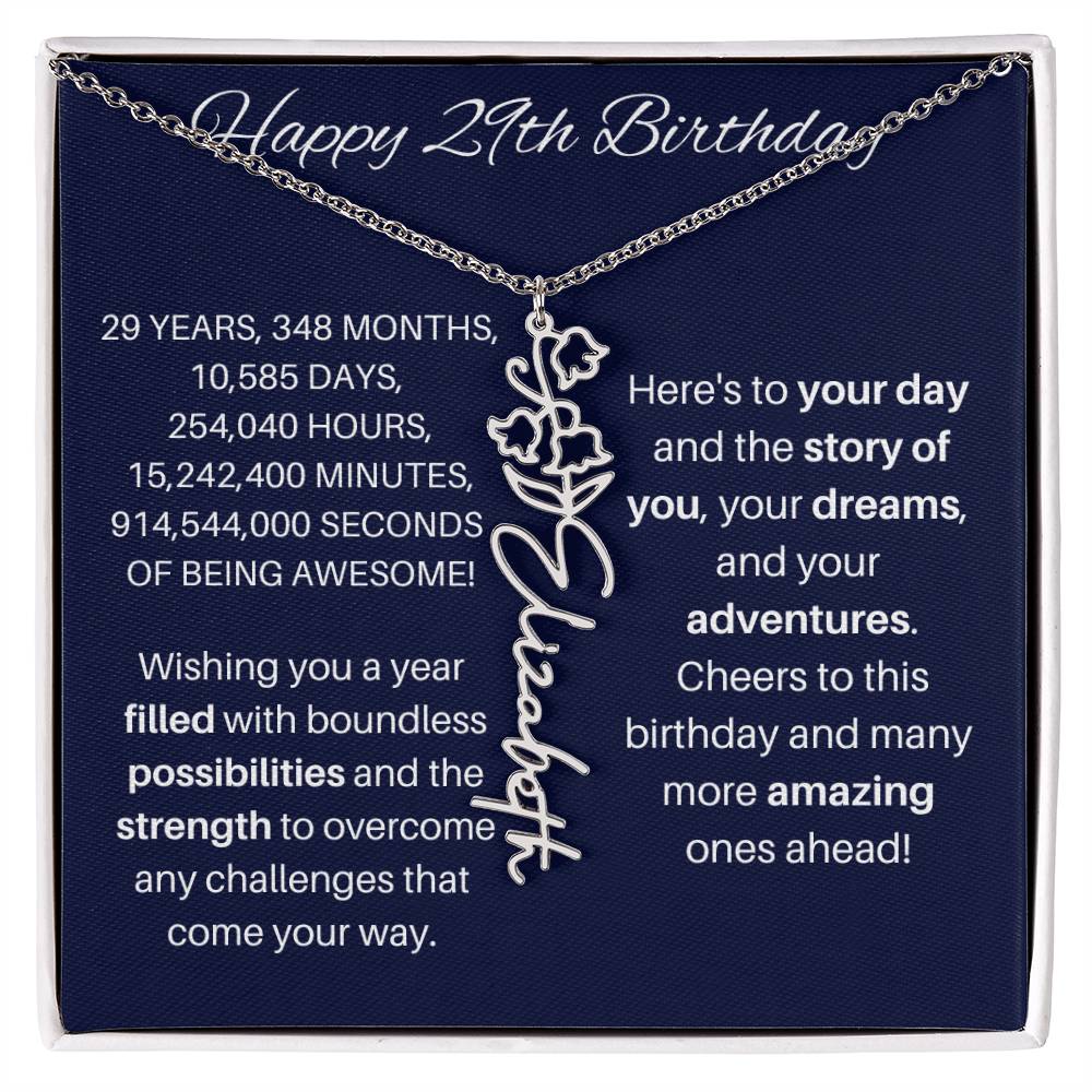 29 Birthday Birth Flower Necklace