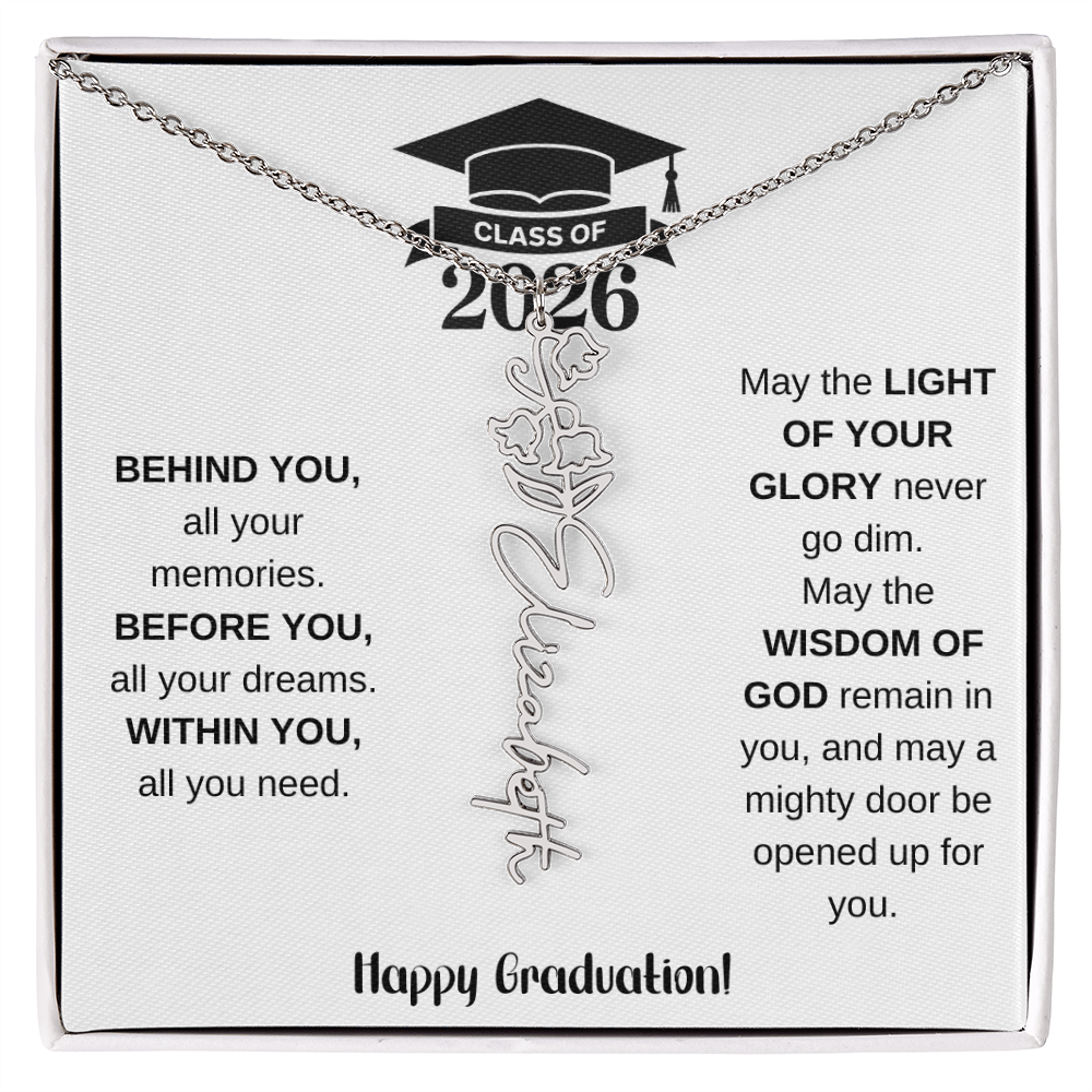 Class Of 2026 Personalized Graduation Gift Birth Month Flower Necklace