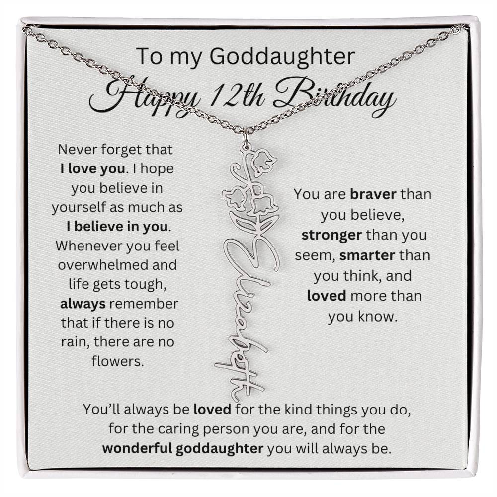 To My Goddaughter Happy 12th Birthday - Flower Name Necklace