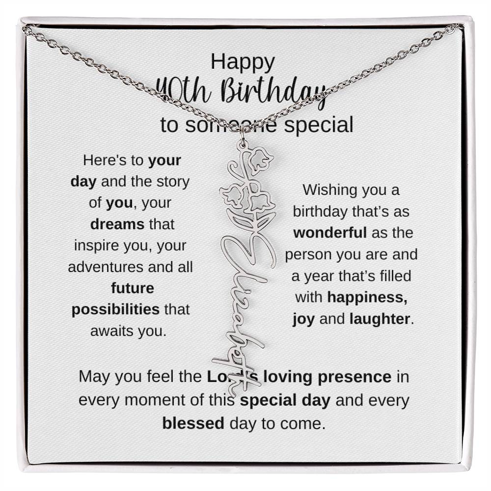 Happy 40th Birthday To Someone Special - Flower Name Necklace