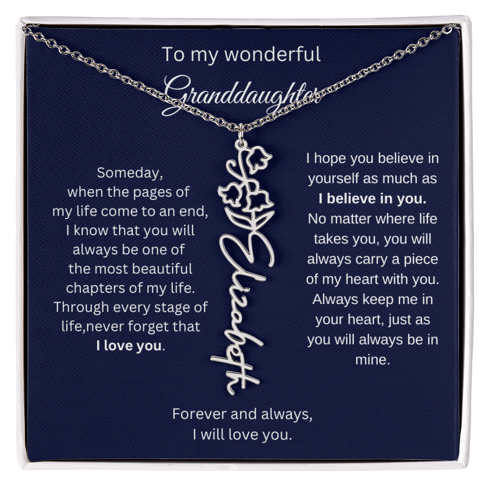 Meaningful Jewelry for Granddaughter - Birth Flower Name Necklace