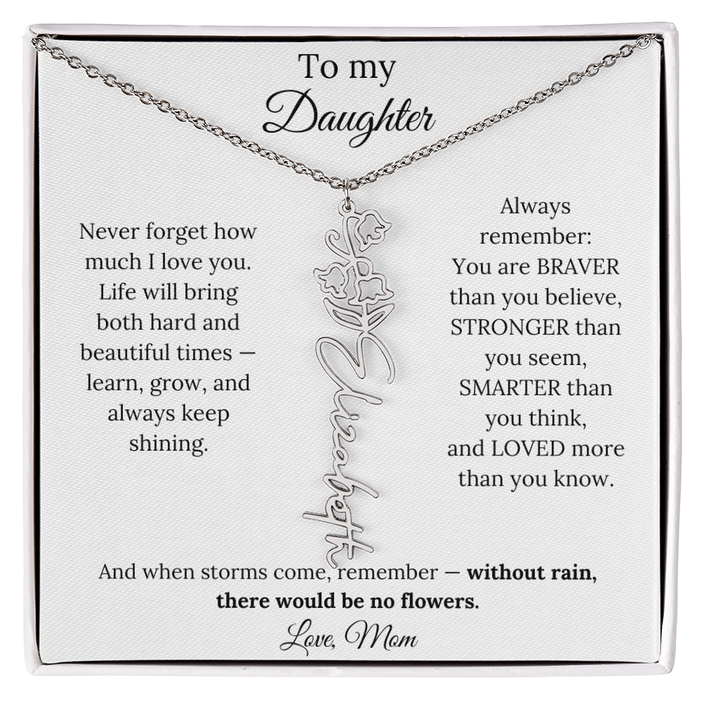 Personalized Jewelry Gift To My Daughter Birth Flower Name Necklace From Mom