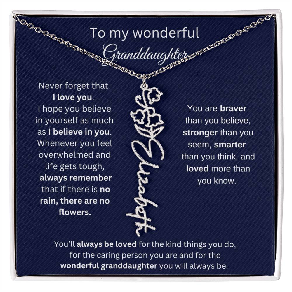 To My Wonderful Granddaughter  Personalized Birth Month Flower Necklace 1
