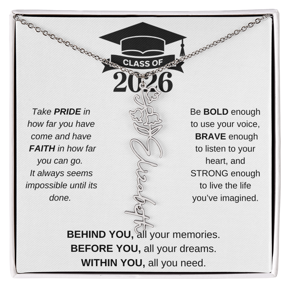 2026 Graduation Jewelry Birthmonth Flower Name Necklace