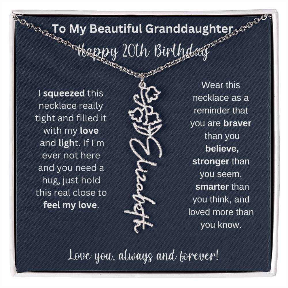 Flower Name Necklace 20th Birthday Necklace Gift To My Granddaughter