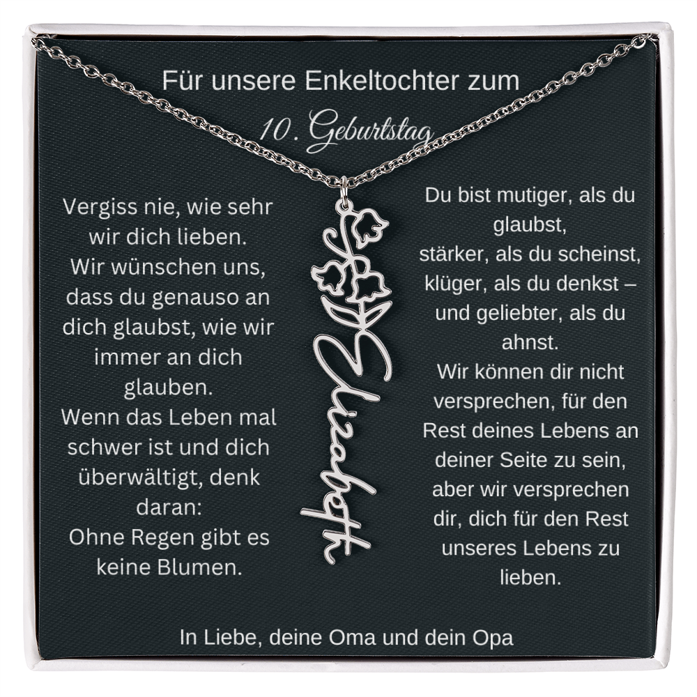 10. Geburtstag Blumen Namenskette