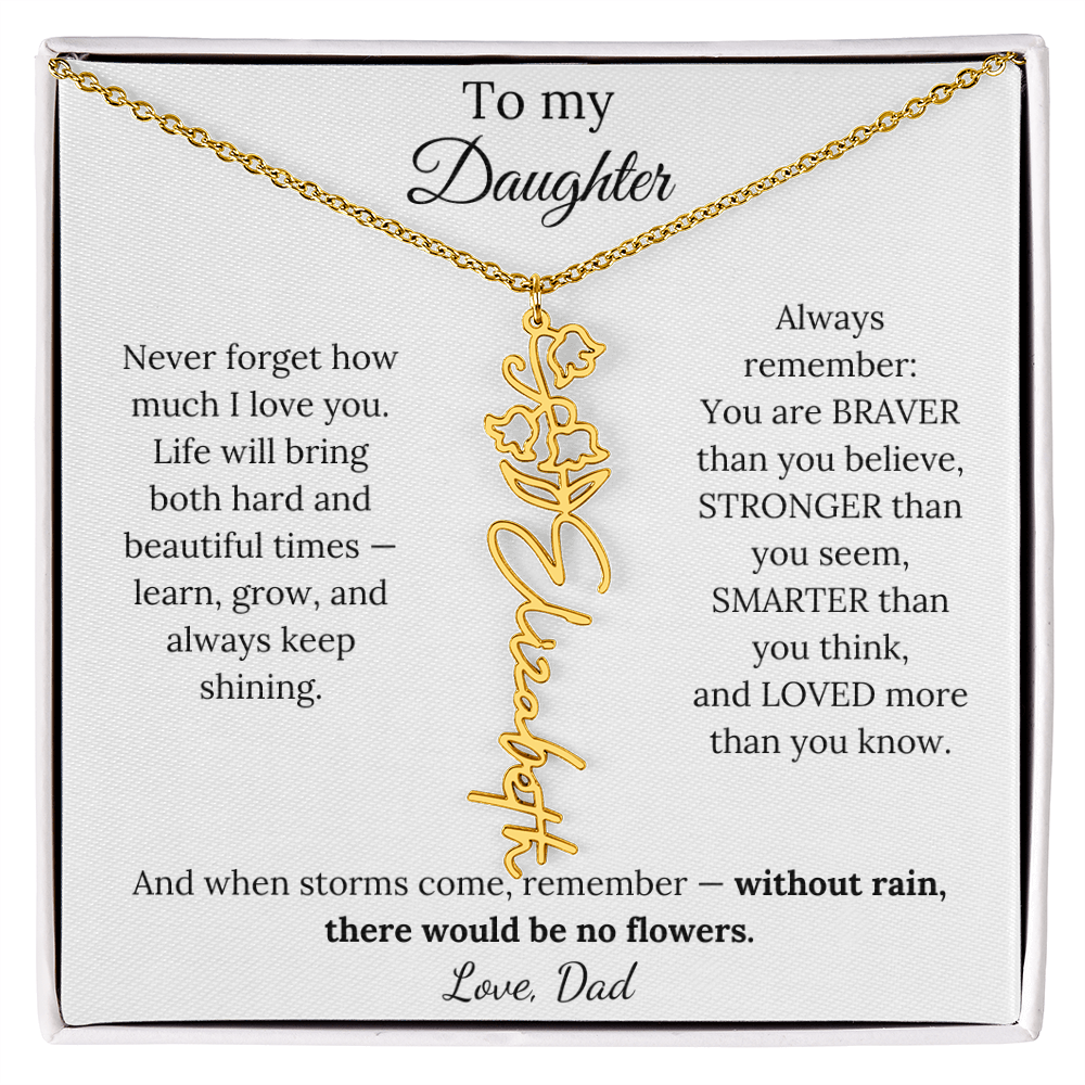 Personalized Jewelry Gift To My Daughter Birth Flower Name Necklace From Dad