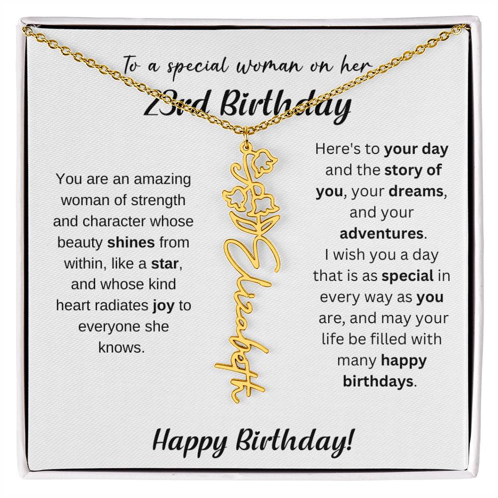 23rd Birthday Gift Birthflower Necklace
