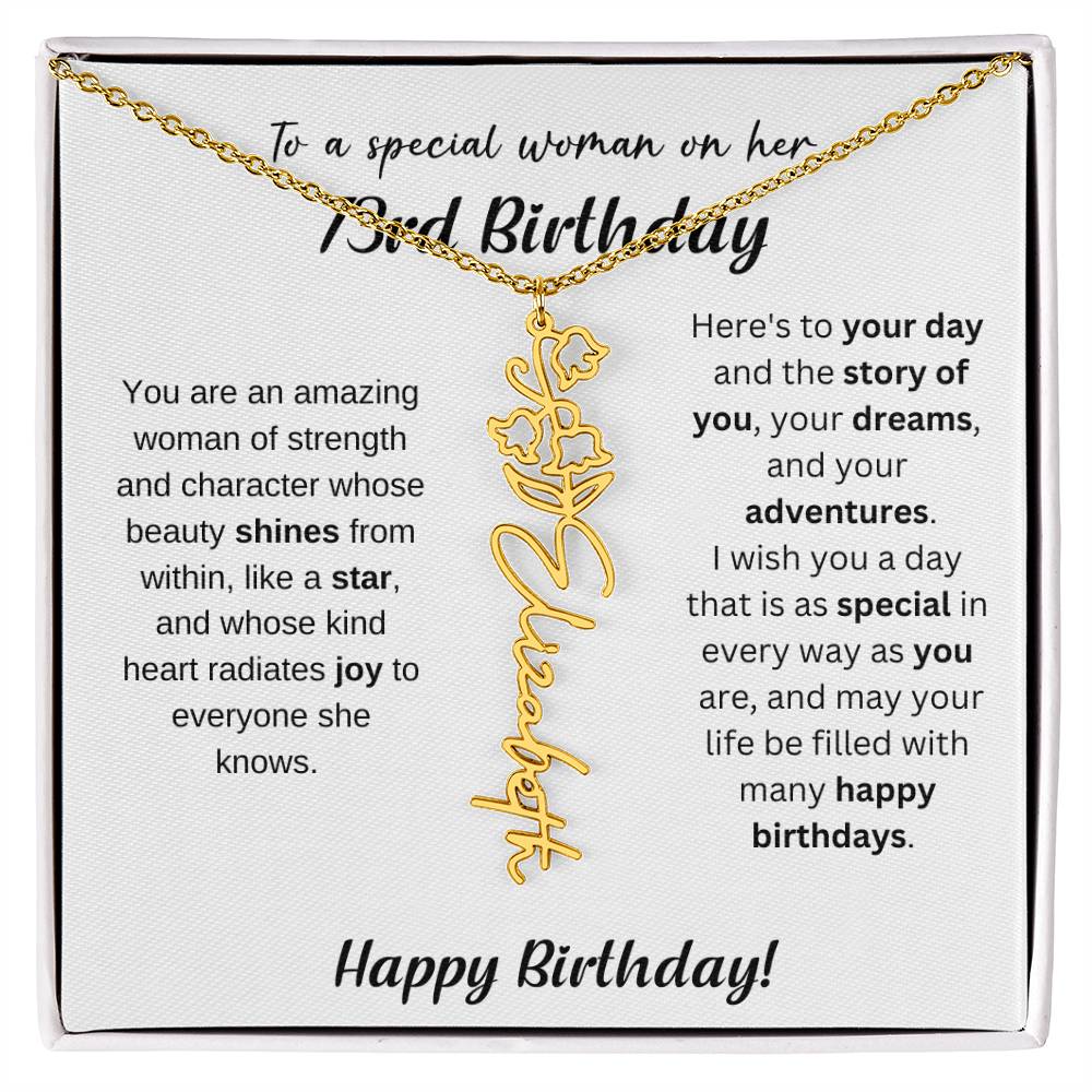 73rd Birthday Gift Birthflower Necklace
