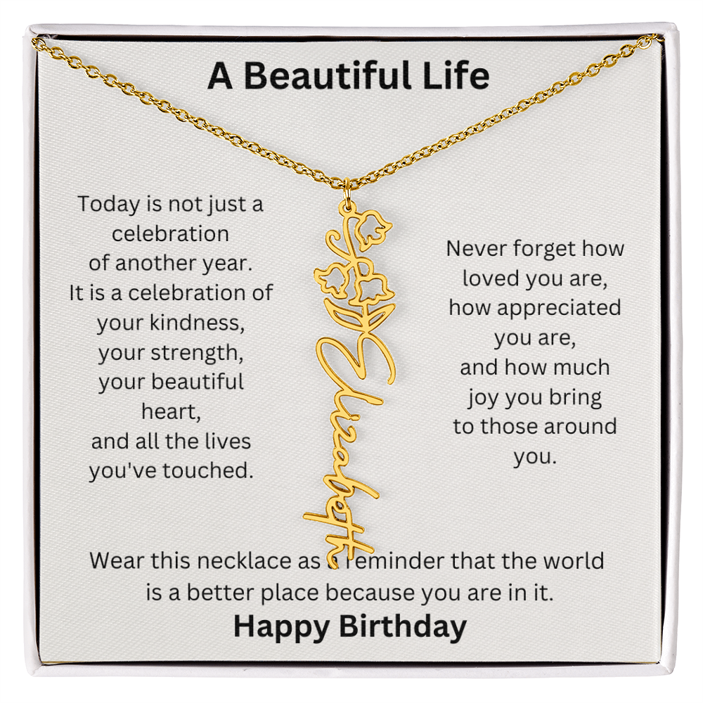 Personalized Birth Flower Name Necklace Birthday Gift for Her