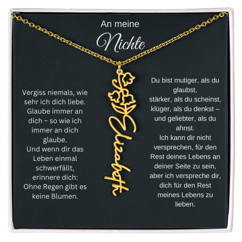 An meine Nichte Geburtsblume Namenskette mit Gravur Geschenk Geburtstag Weihnachten