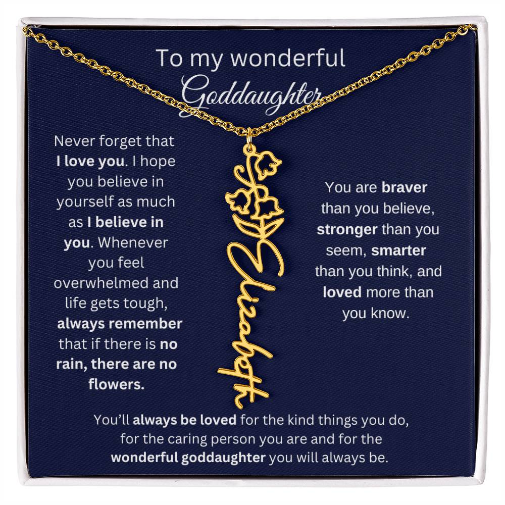 To My Wonderful Goddaughter - I Love You - Flower Name Necklace