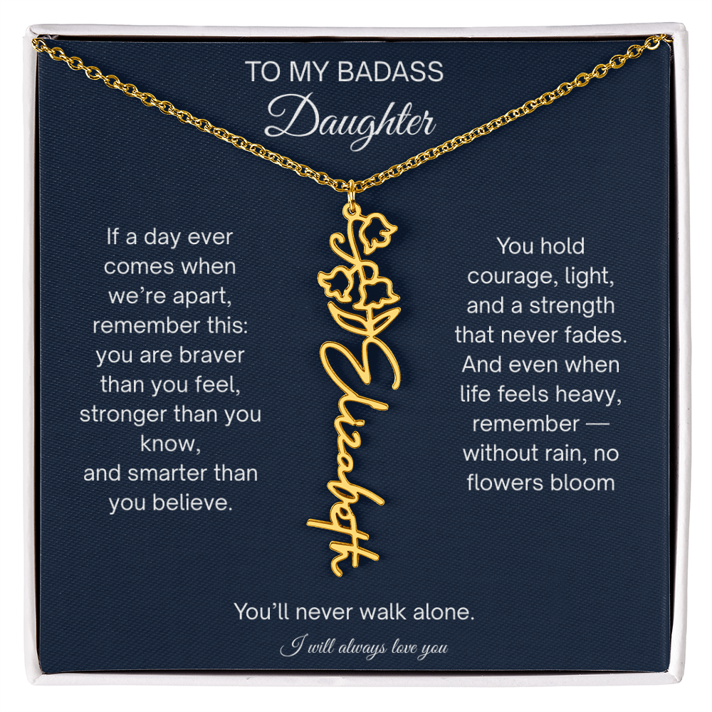 Badass Daughter Flower Name Necklace
