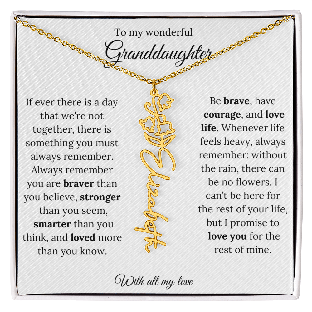 Personalized Birth Flower Name Necklace for Granddaughter