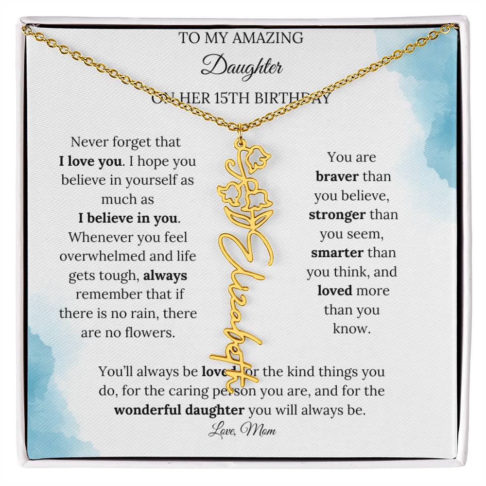 Birth Month Flower Name Necklace for My Daughter's 15th Birthday
