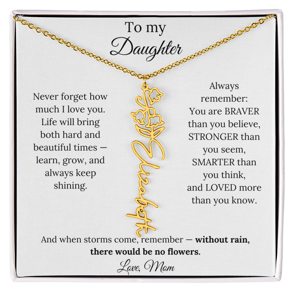 Personalized Jewelry Gift To My Daughter Birth Flower Name Necklace From Mom