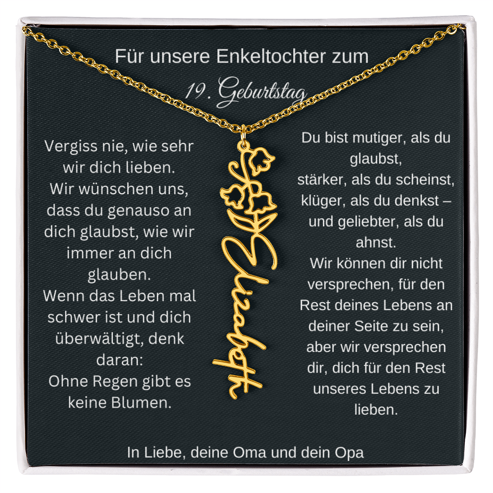 19. Geburtstag Blumen Namenskette