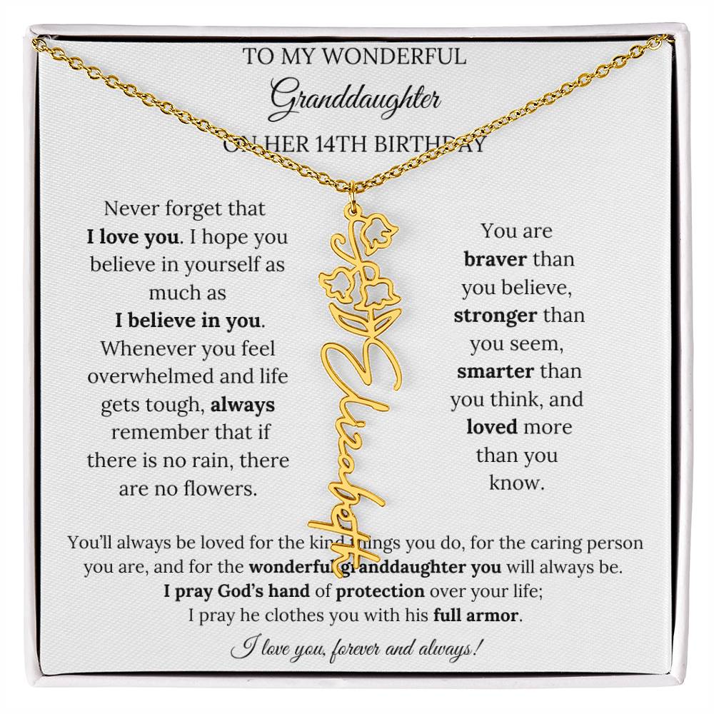 To My Wonderful Granddaughter On Her 14th Birthday - I Love You Forever & Always