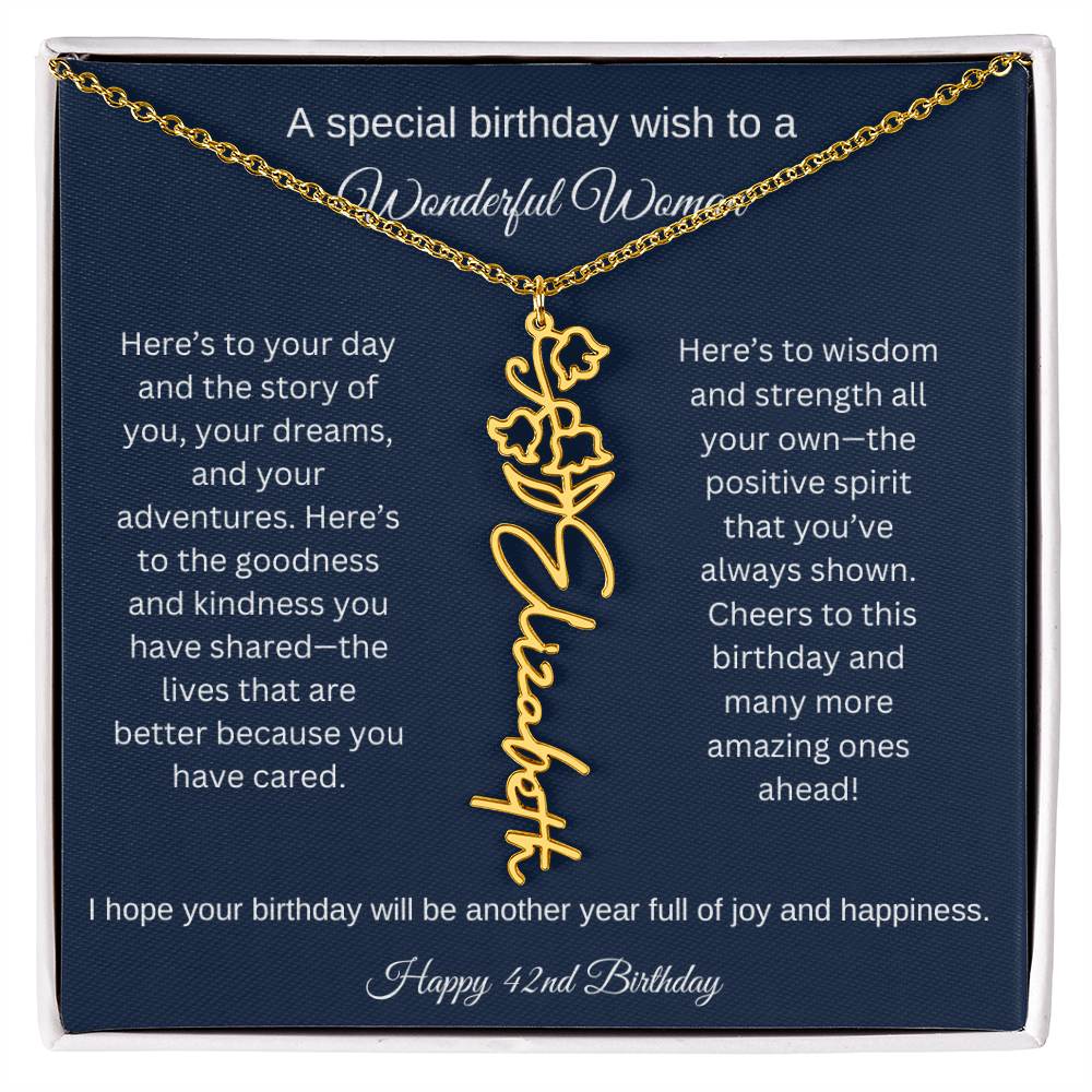 42nd Birthday Gift Idea - Flower Name Necklace