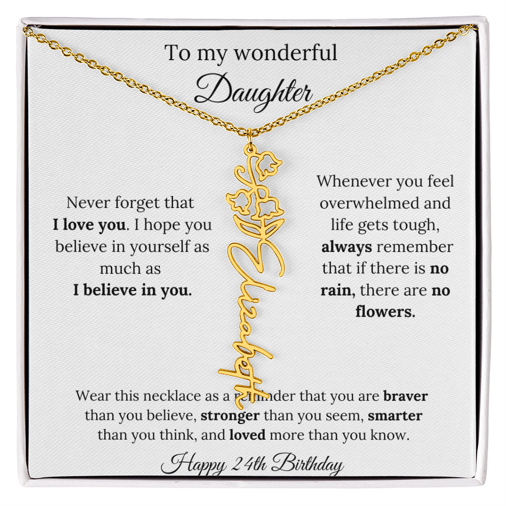 Daughter Jewelry 24th Birthday Gift - Flower Name Necklace
