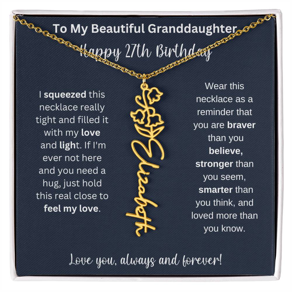 Flower Name Necklace 27th Birthday Necklace Gift To My Granddaughter