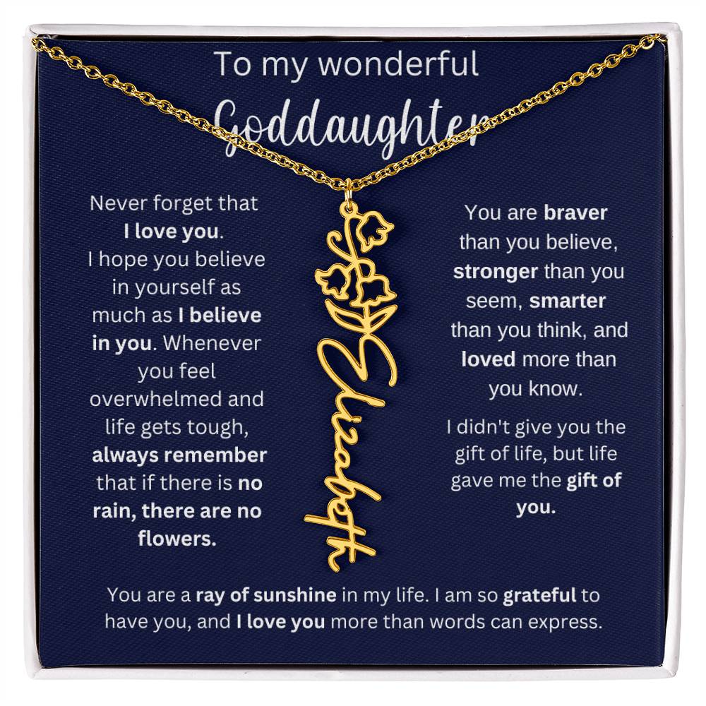 To My Wonderful Goddaughter | You Are Ray Of Sunshine | Flower Name Necklace