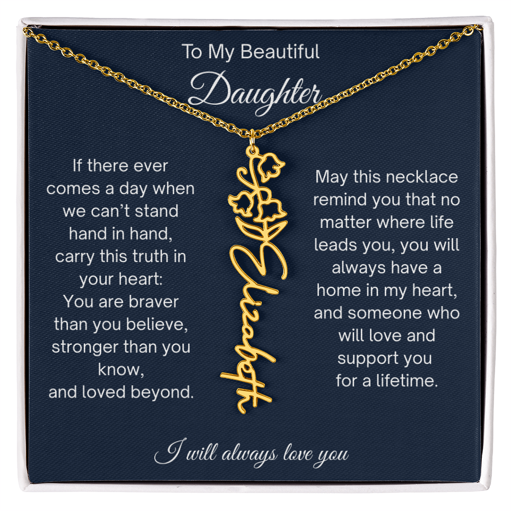 Daughter Gift Personalized Birth Flower Name Necklace