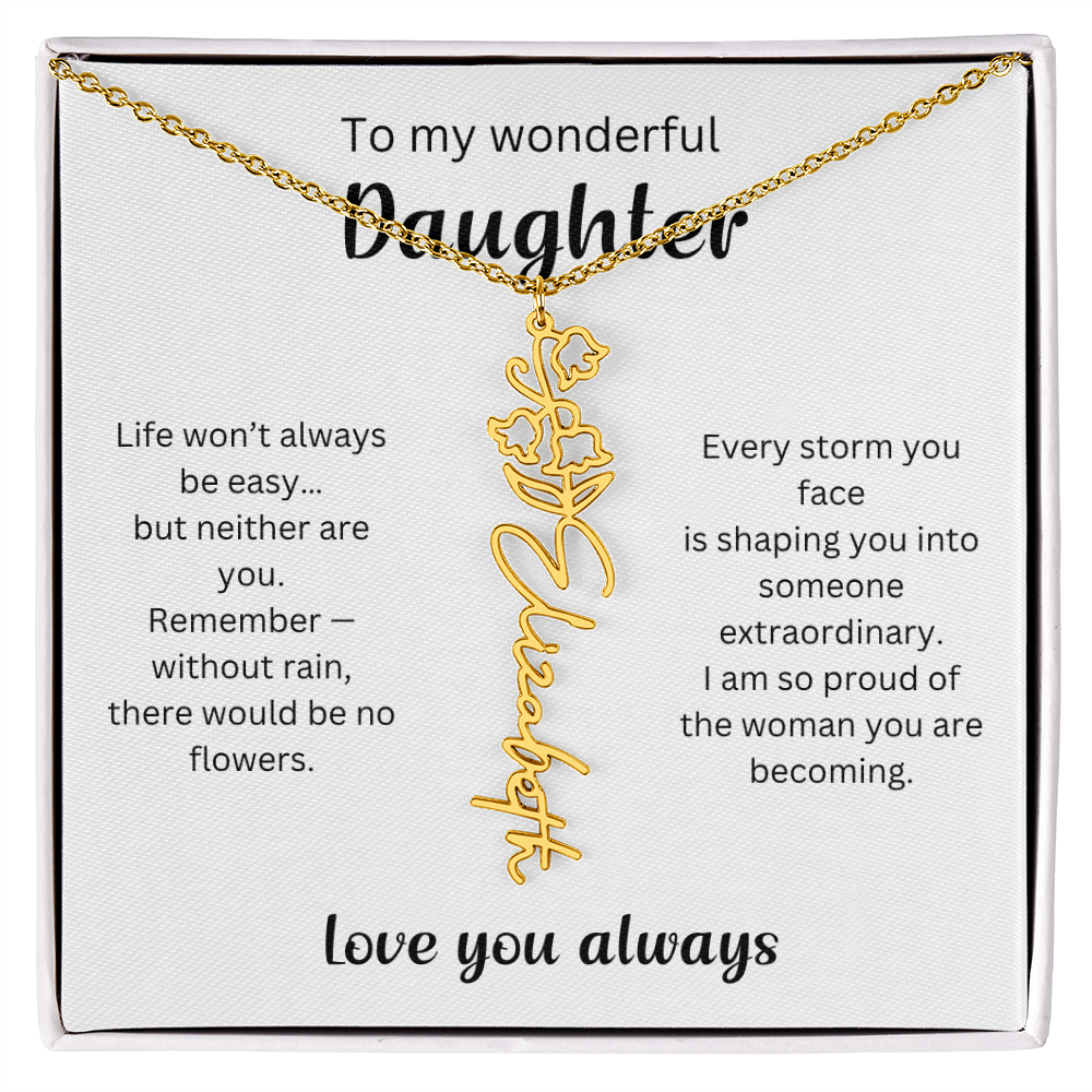 Emotional Gift for Daughter - Birth Flower Name Necklace 2
