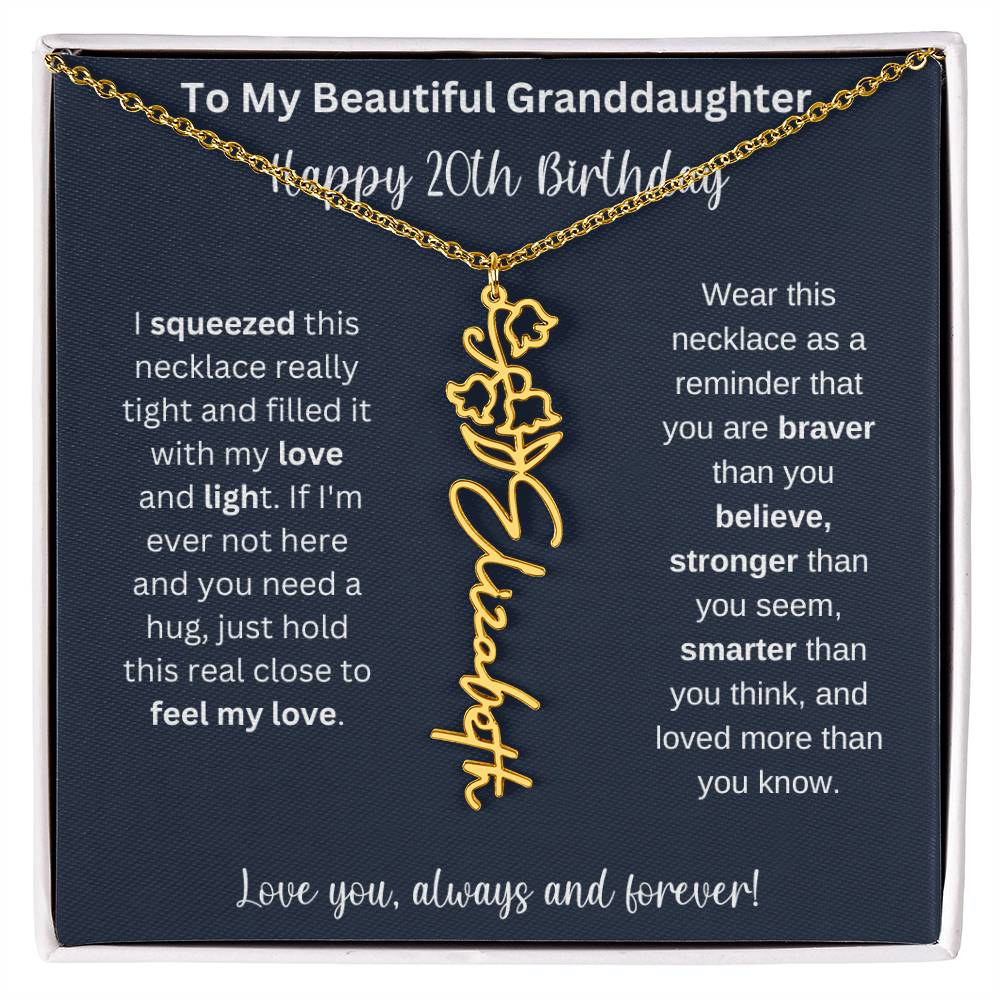 Flower Name Necklace 20th Birthday Necklace Gift To My Granddaughter