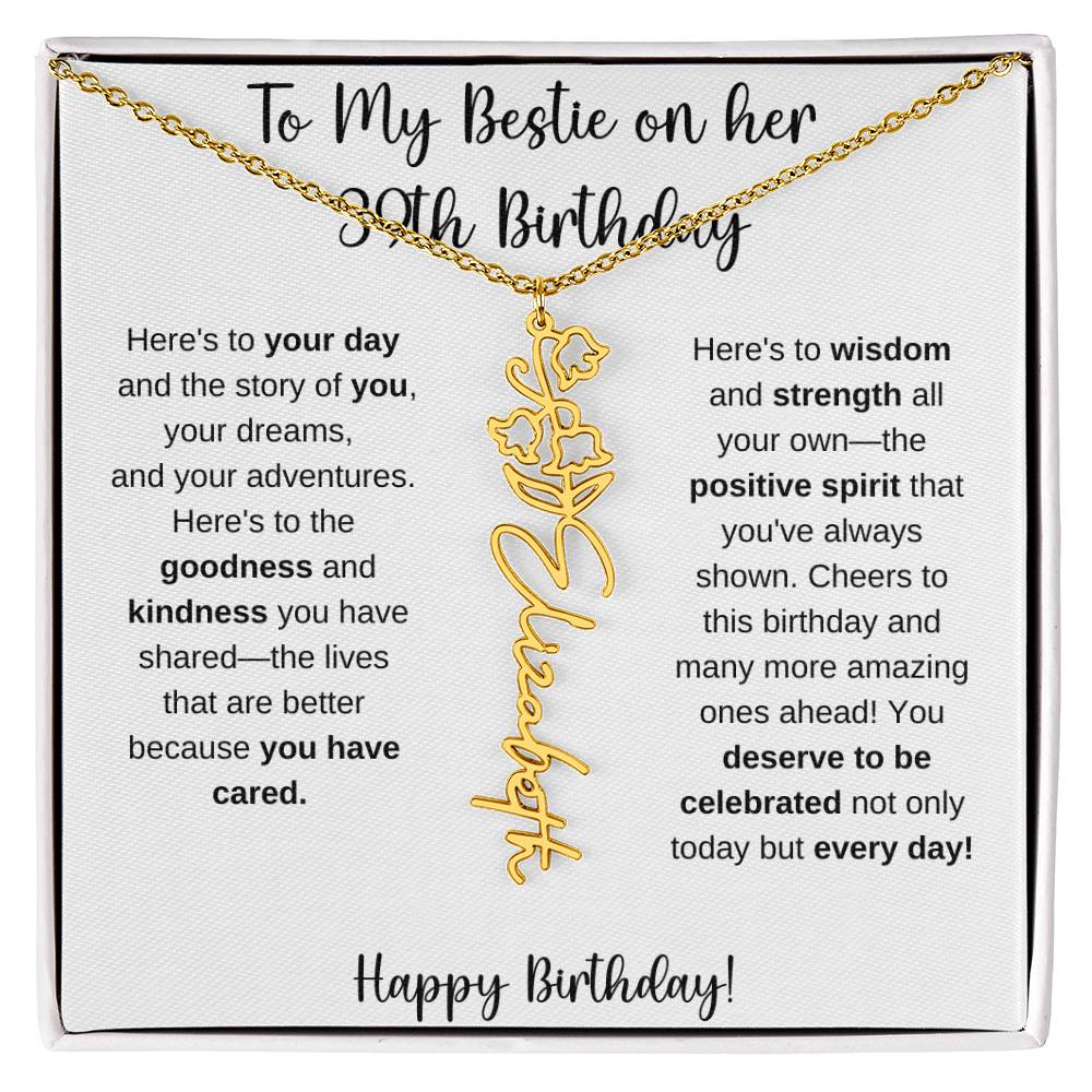 To My Bestie Happy 39th Birthday - Flower Name Necklace