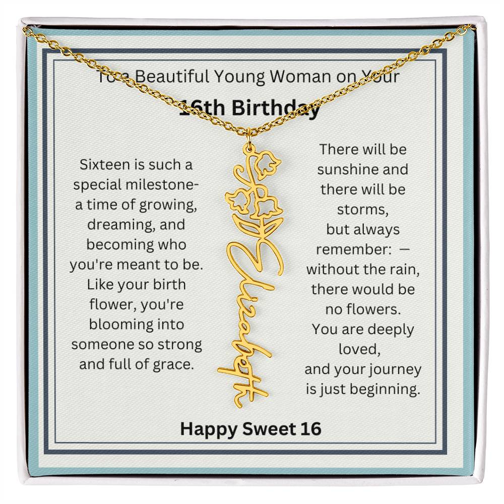 Sweet 16 Birth Flower Name Necklace Gift 2