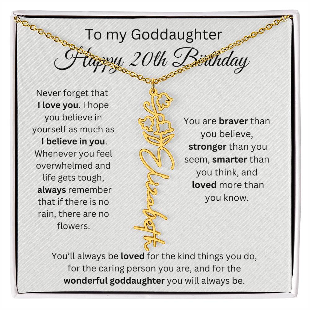 To My Goddaughter Happy 20th Birthday - Flower Name Necklace