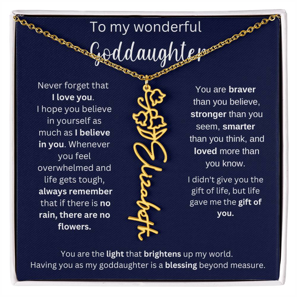 To My Wonderful Goddaughter | I Believe In You | Flower Name Necklace