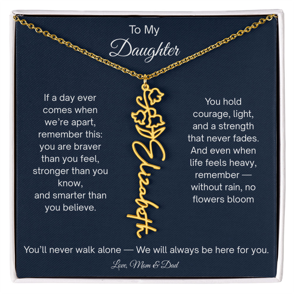 Personalized Daughter Gift - Birth Flower Name Necklace
