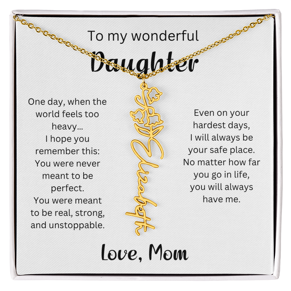 Emotional Gift for Daughter - Birth Flower Name Necklace