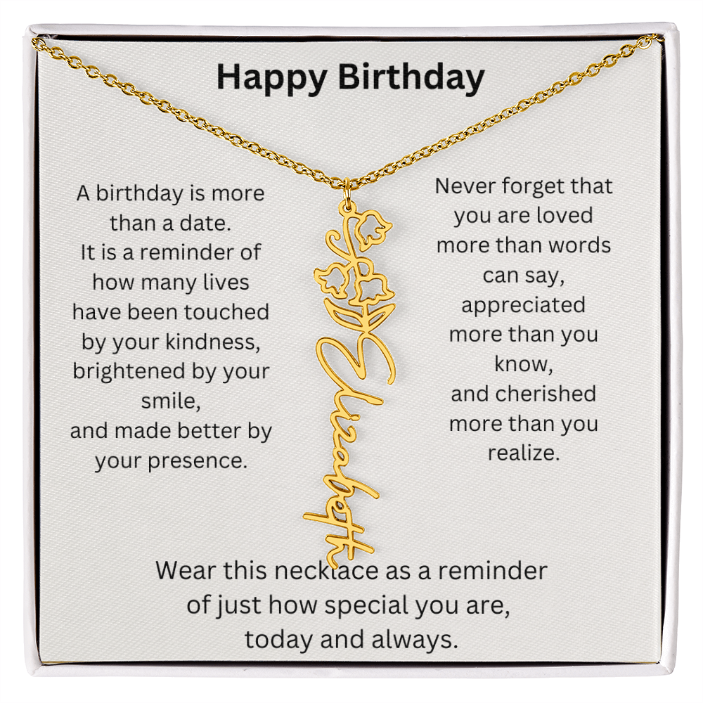Meaningful Birthday Gift Birth Flower Name Necklace