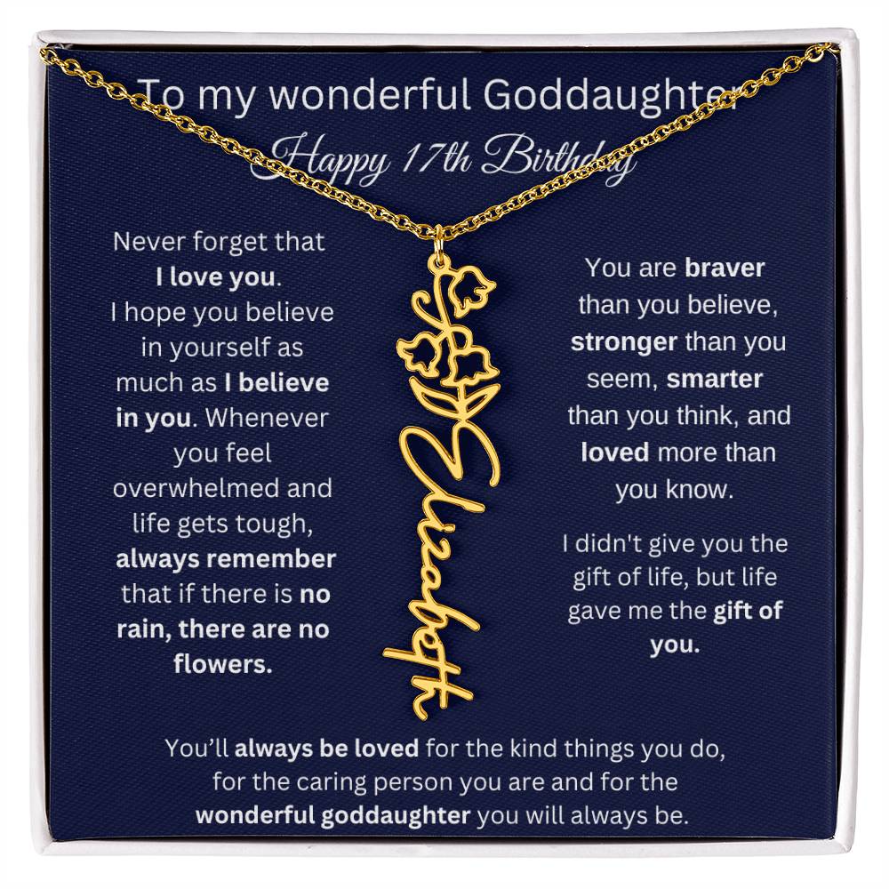 Goddaughter 17th Birthday Gift | Flower Name Necklace