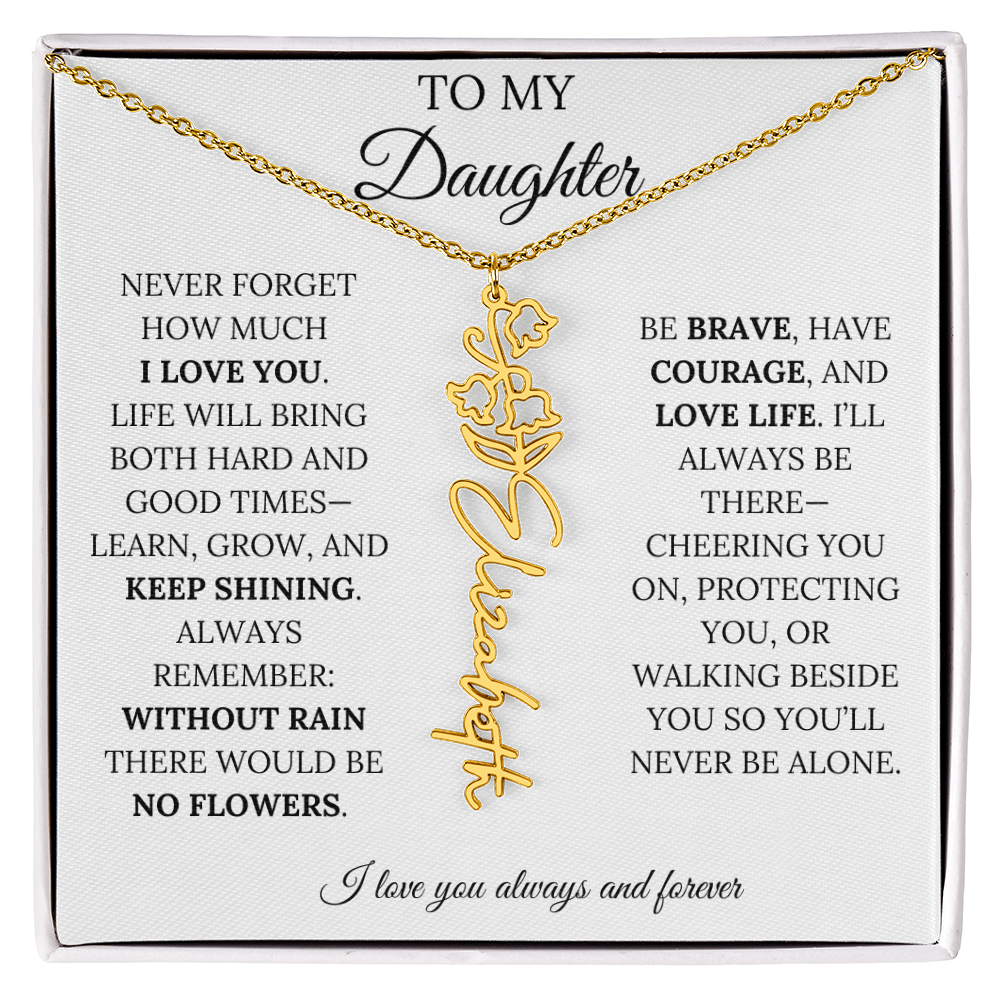 Personalized Birth Flower Name Necklace for Daughter