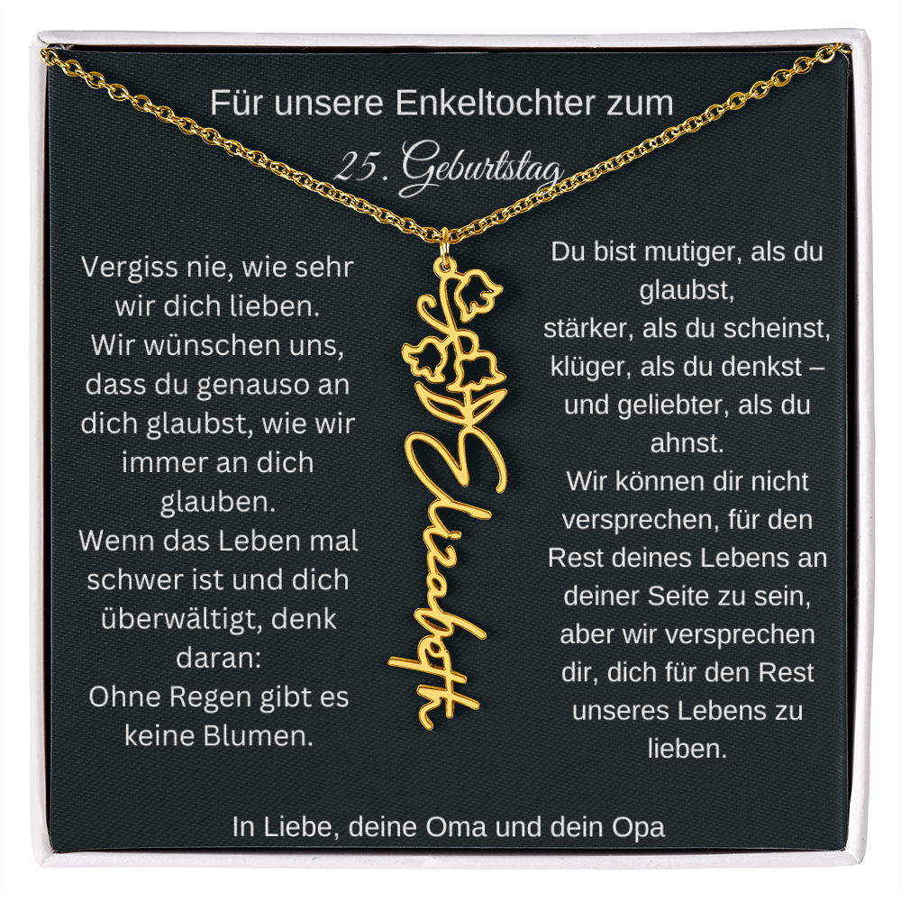 25. Geburtstag Blumen Namenskette