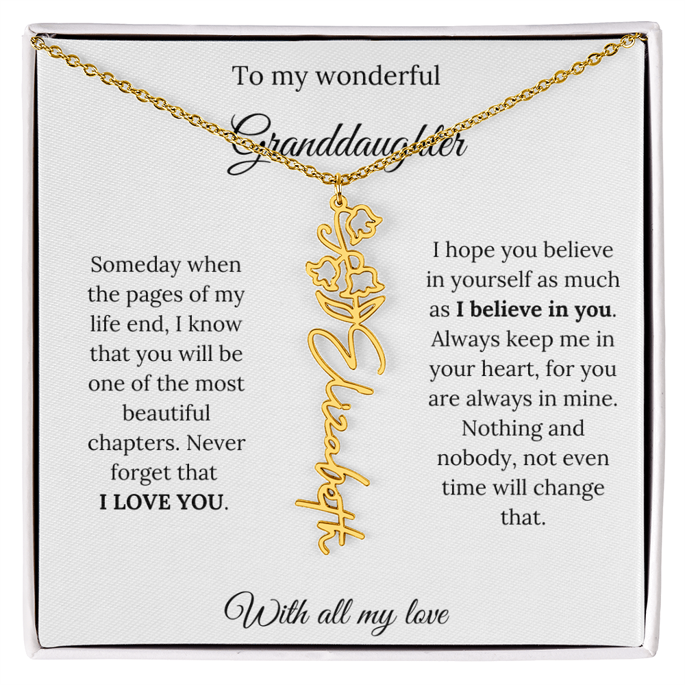To My Granddaughter Necklace – Custom Floral Keepsake Jewelry Gift from Grandma & Grandpa
