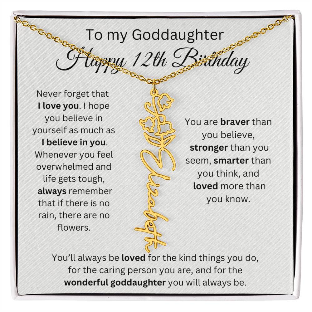 To My Goddaughter Happy 12th Birthday - Flower Name Necklace