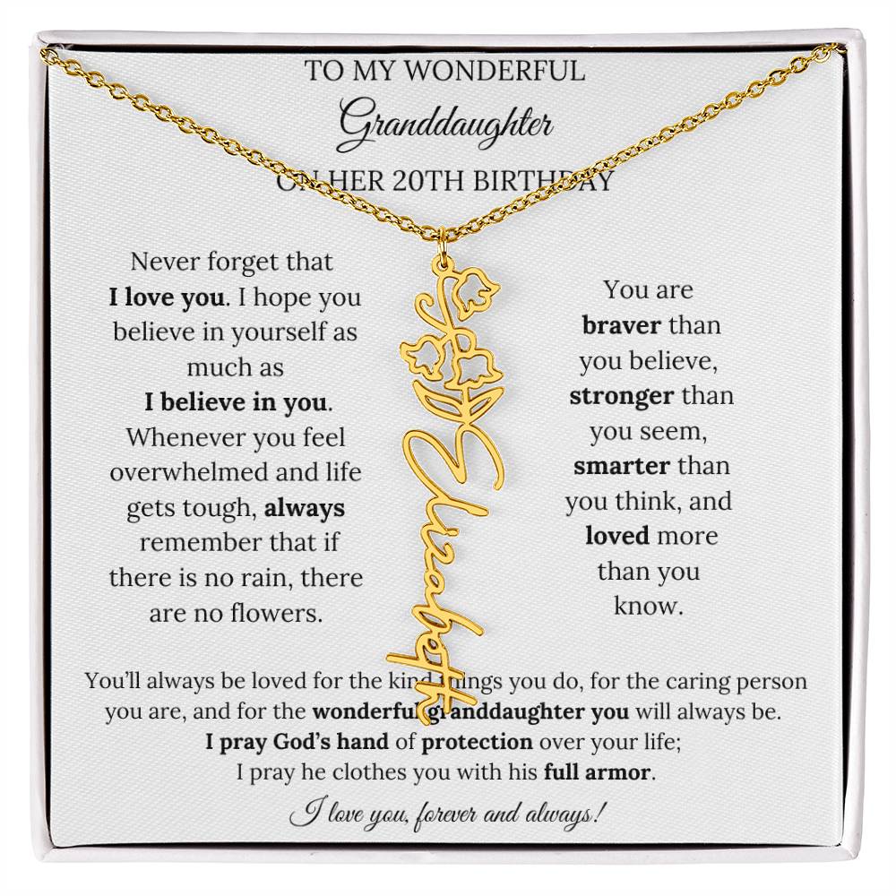 To My Wonderful Granddaughter On Her 20th Birthday - I Love You Forever & Always
