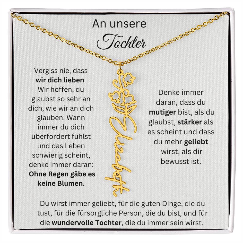 An Unsere Tochter - Vergiss Nie Geburtsblumen Kette Personalisierbar Mit Namen